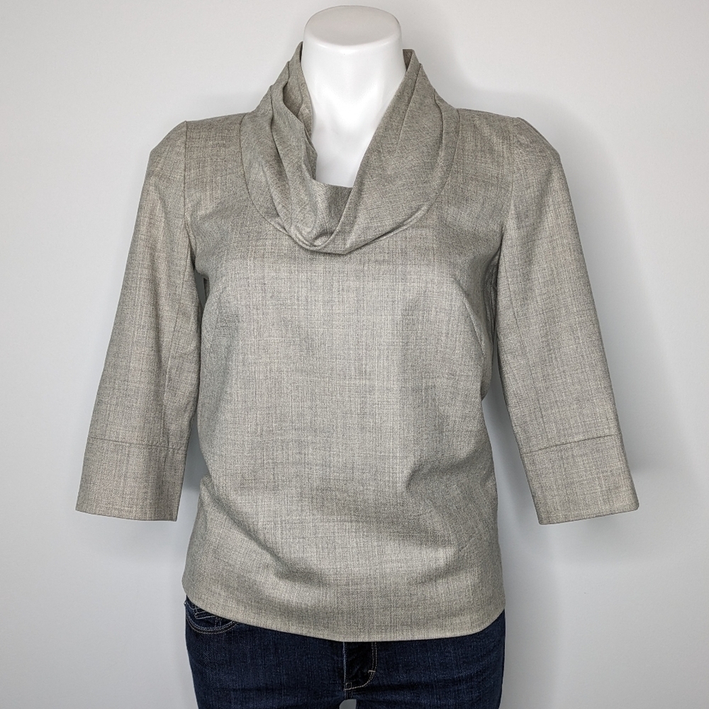 J Crew grey slouch neck wool blend 1/2 sleeve top 0
